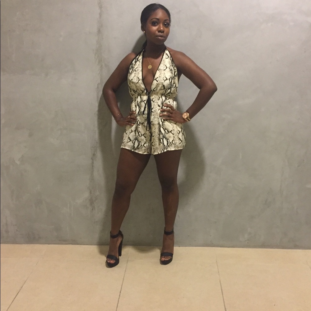 Snakeskin Haltered Romper
